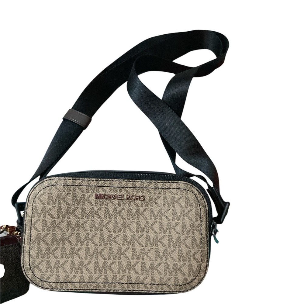Michael Kors Tan and Black Belt Bag with Adjustable Strap